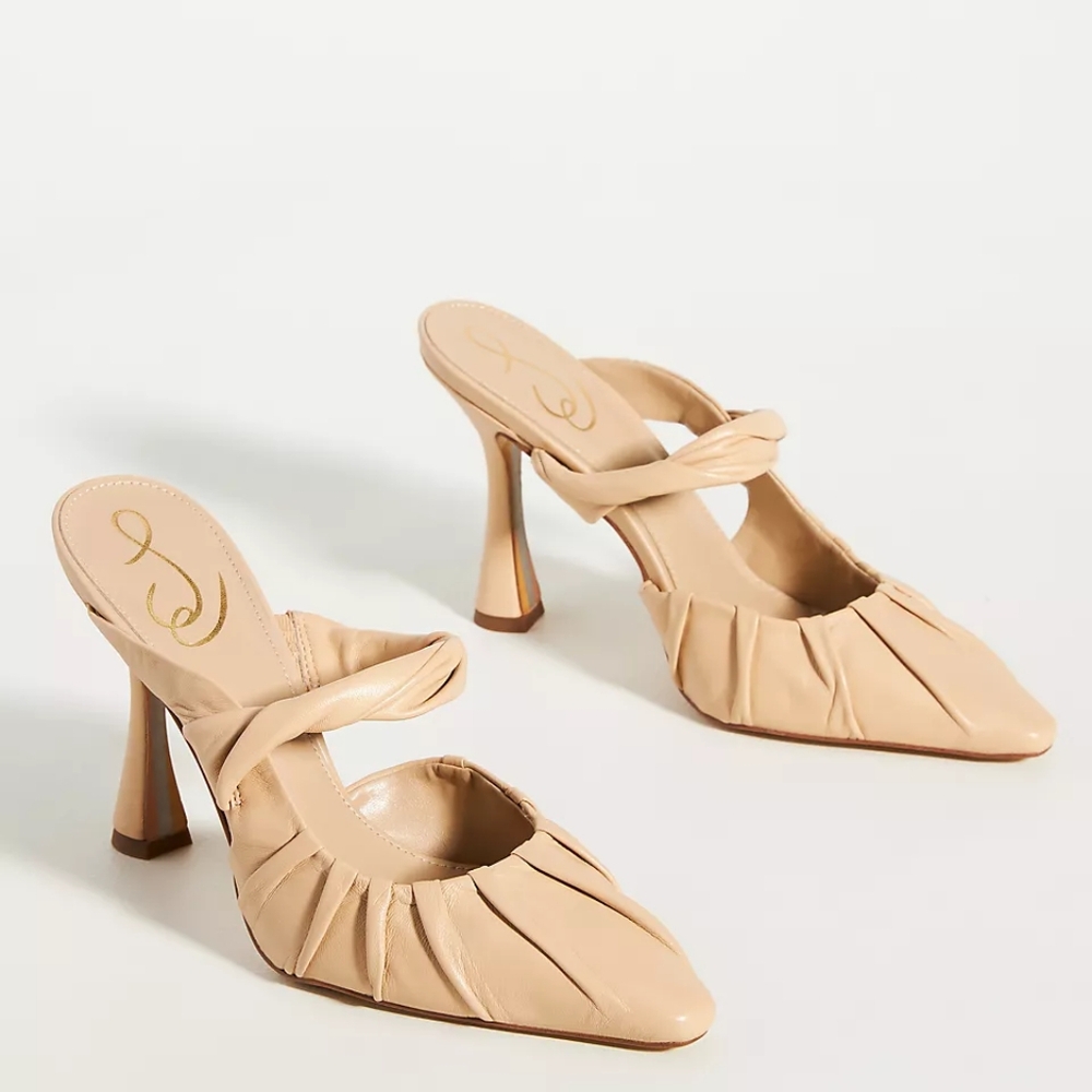 EUC Sam Edelman Scrunch Heeled Mule Size 9 Beige